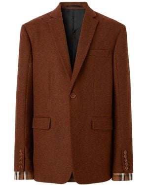 Burberry Blazer Sartoriale Con Dettagli A Quadri - Marrone
