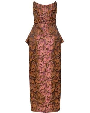 Amsale Jacquard Bow Gown - Orange