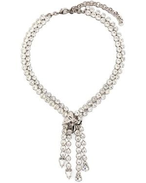 Alessandra Rich Crystal-Embellished Fringed Necklace - Natural