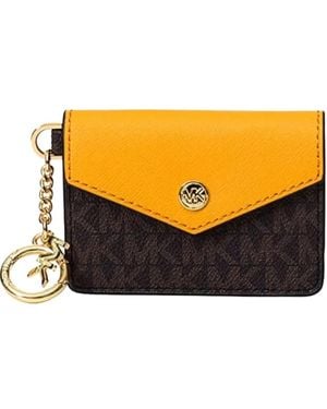 Michael Kors Small Kala Logo-Print Card Holder - Orange