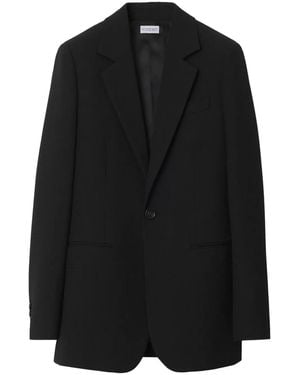 Burberry Checked Wool Blazer - Black