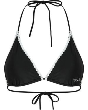 Karl Lagerfeld Haut De Bikini À Bords Festonnés - Noir