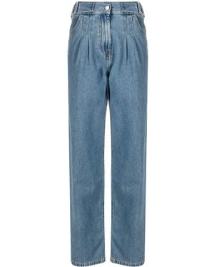 MSGM Pleat-Detail Straight-Leg Jeans - Blue