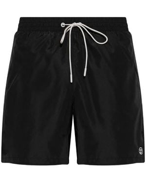 DIESEL George-41-Utlt Drawstring Logo-Patch Swim Shorts - Black