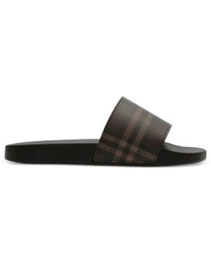 Burberry Check Slides - White