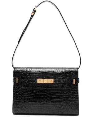 Saint Laurent Embossed Leather Crossbody Bag - Black