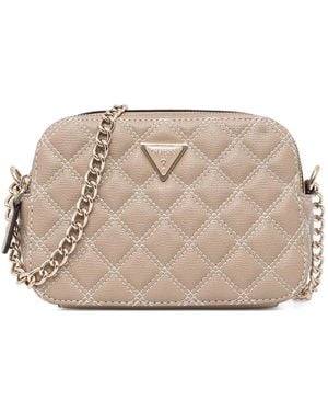 Guess Giully Quilted Chain Cross Body Bag - Natural