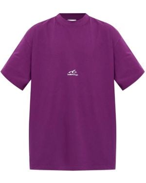 Balenciaga Logo-Print T-Shirt - Purple