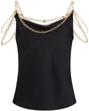 Rabanne Chain-Detail Cowl-Neck Top - Black