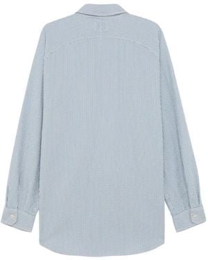 Engineered Garments Striped Seersucker-Texture Shirt - Blue