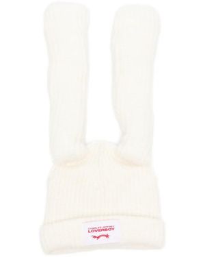 Charles Jeffrey Rabbit-Ear Beanie Hat - White
