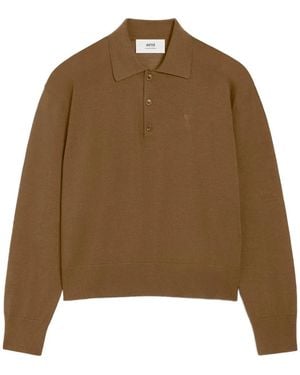 Ami Paris Gestricktes Poloshirt - Braun
