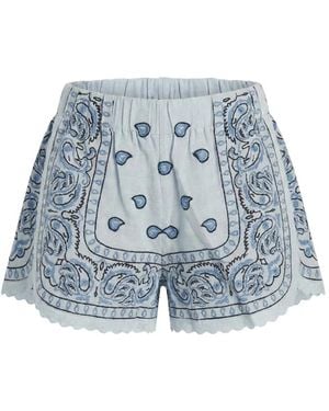 ORSINA Short À Motif Cachemire Brodé Bandana - Bleu