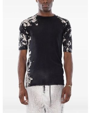 MD75 T-Shirt En Maille À Manches Courtes Et Effet Usé - Black