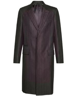 Ferragamo Pinstripe-Pattern Single-Breasted Coat - Blue