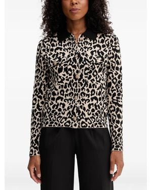 Morgan Leopard-Print Button-Up Cardigan - Black