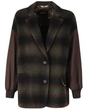 Bazar Deluxe Check-Pattern Paneled Jacket - Black