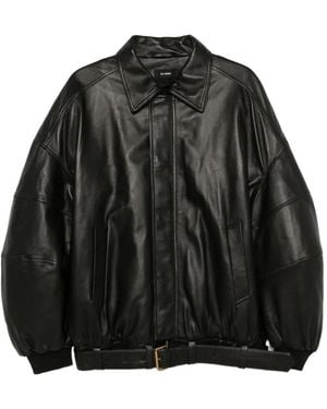 Willy Chavarria Hustlers Belted Leather Jacket - Black