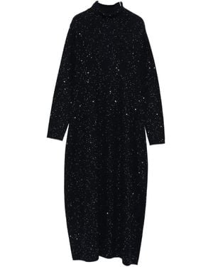 Antonelli High-Neck Embellished Knitted Dress - Black