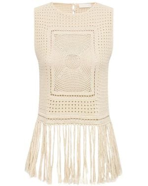 Zimmermann Indra Fringe-Trim Tank Top - White