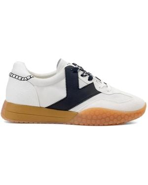 Kèh-Noo Contrast-Panel Whipstitch-Detail Trainers - White