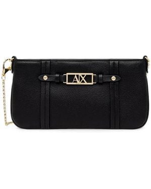 ARMANI EXCHANGE Bolso De Hombro Mini Con Placa Del Logo Y Cadena - Negro