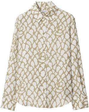 Burberry Knot Silk Shirt - Natural