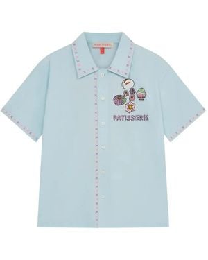 Mira Mikati Embroidered Short-Sleeve Shirt - Blue