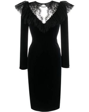 Nissa Lace-Detailing Long-Sleeve Dress - Black