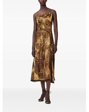AllSaints Claire Animal-Print Midi Dress - Natural