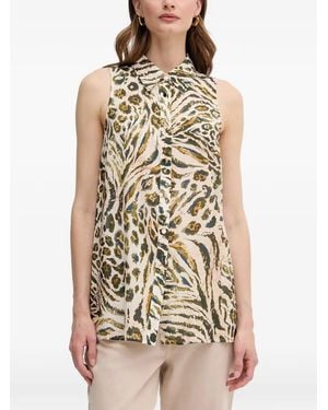 MARC AUREL Buttoned Sleeveless Top - Natural