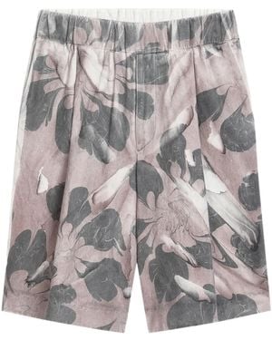 Dries Van Noten Floral-Print Bermuda Shorts - Gray