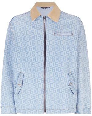 Gcds Harrington Denim Jacket With Monogram - Blue
