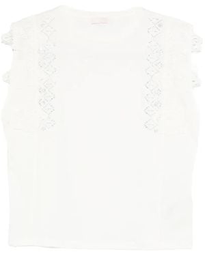 Liu Jo Lace Rhinestone T-Shirt - White