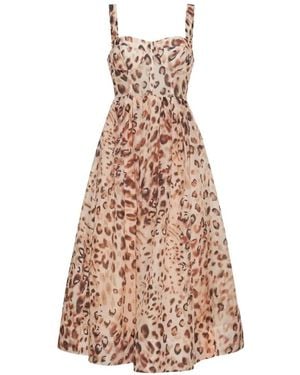 Cara Cara Leopard-Print Corset-Style Midi Dress - Natural