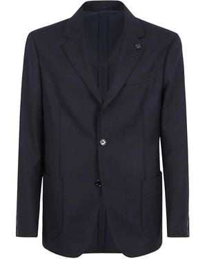 Lardini Flower clip-detail wool blazer - Azul