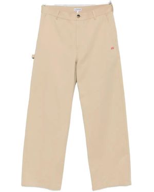 Loewe Logo-Embroidered Pants - Natural