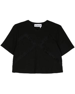 Remain Lace-Panelled Ribbed T-Shirt - Black