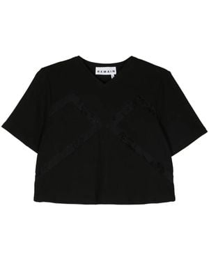 Remain Lace-Panelled Ribbed T-Shirt - Black