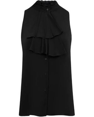 Nili Lotan Camicia Smanicata Felton A Collo Alto - Nero