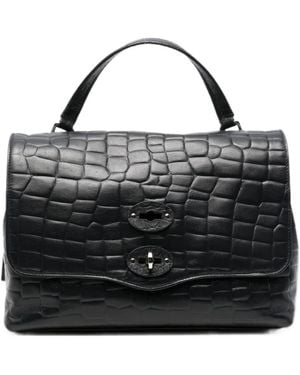 Zanellato Postina Croc-Effect Tote Bag - Black