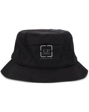 C.P. Company Logo-Print Bucket Hat - Nero