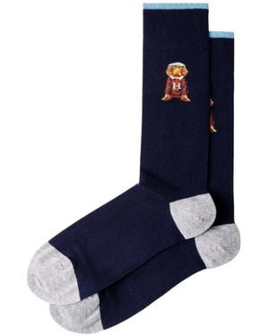 Hackett Harry Intarsia-Knit Socks - Blue