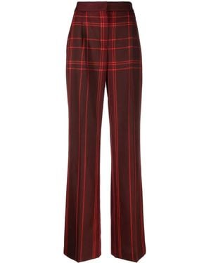 Alberta Ferretti Plaid-Check Pattern Wide-Leg Pants - Red