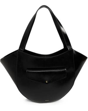 Wandler Hortensia Slouch Leather Tote Bag - Black
