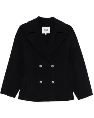 Maje Chaqueta De Lana Con Doble Botonadura - Negro