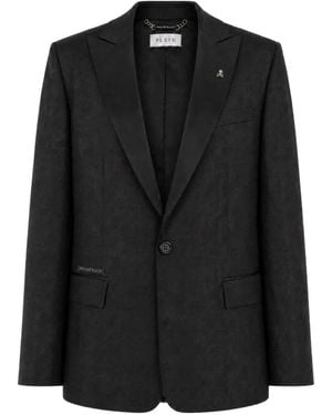 Philipp Plein Jacquard Blazer Regular Fit Monogram - Black