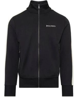 Palm Angels Sweat À Logo Brodé Et Manches Rayées - Black