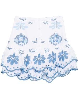 Charo Ruiz Leora Embroidered Mini Skirt - Blue