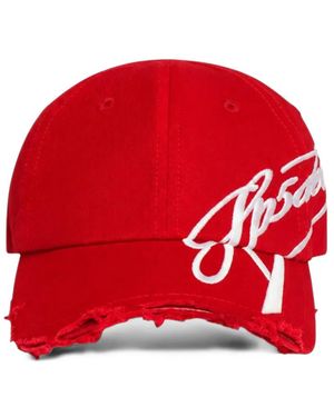 Sp5der Cursive Logo Distressed Cap - Red